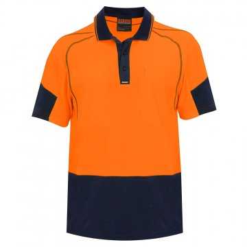 Polo Quick Dry Cotton Backed Orange Navy Size