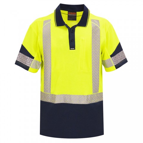 Polo Day/Night Quick Dry Cotton Backed Yellow Navy Size