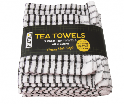 Tea Towel & Dish Cloth Pack - Black