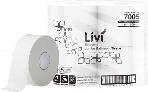 Livi Basics 1Ply Jumbo Toilet Paper X8 - 7005