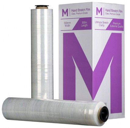 Premium Hand Stretch Pallet Wrap Film 500mm X 300m X 20mu - 4 Rolls