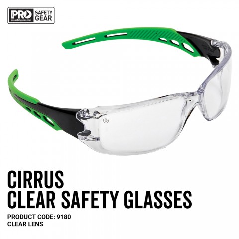 PROCHOICE GREEN SAFETY GLASSES - CLEAR