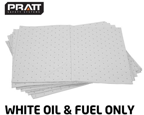 Pratt White Oil/Fuel Only Absorbent Pad - 300gsm- 10 Pack