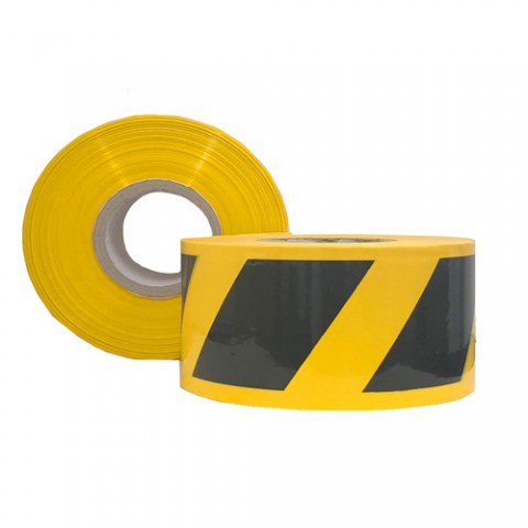 Barrier Tape Black/Yellow Stripe  100mm X 300m