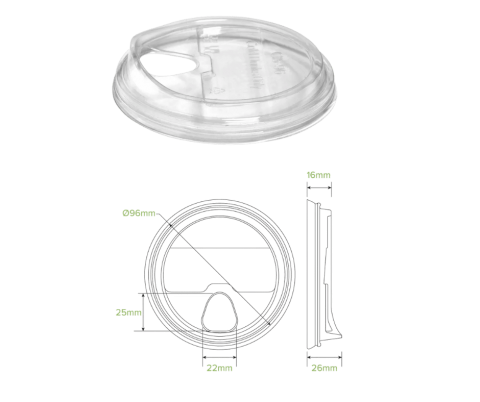 BioCup Clear Sipper Lid 300-700ml X100