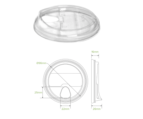 BioCup Clear Sipper Lid 300-700ml X100
