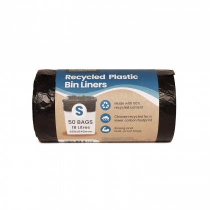 Ecopack Recycled Black Bin Liner 18L 50 Pack