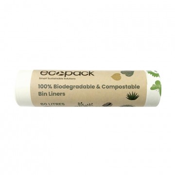 ECOPACK COMPOSTABLE BIN LINER 80L - 10 PACK