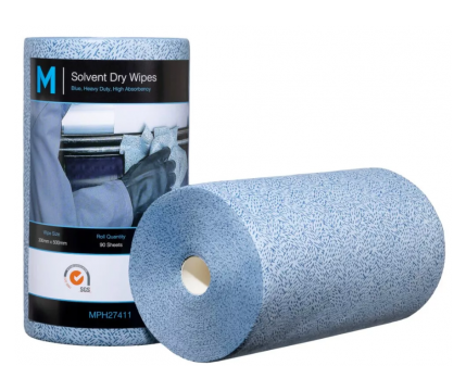 M Solvent Dry Wipes Blue 90 Sheets