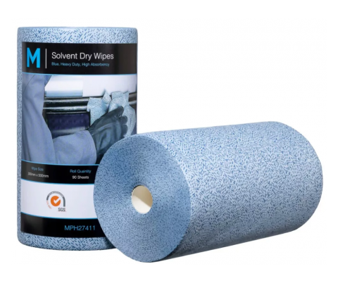 M Solvent Dry Wipes Blue 90 Sheets
