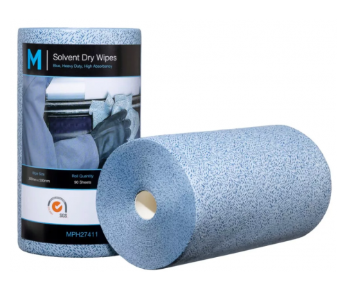 M Solvent Dry Wipes Blue 90 Sheets