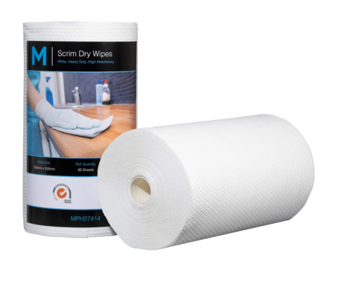 M Scrim Hexagonal Dry Wipes White 90 Sheets