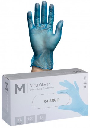 M Blue Vinyl Gloves 100 Pack - XL