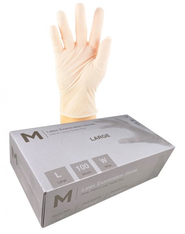 M Latex Gloves White 100 Pack