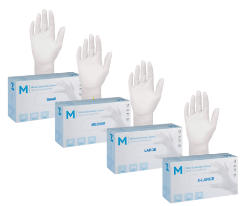 M White Nitrile Examination Gloves