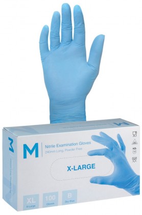 M Nitrile Examination Gloves 3g Blue - XL