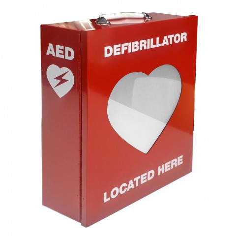 Red Defibrillator Metal Cabinet