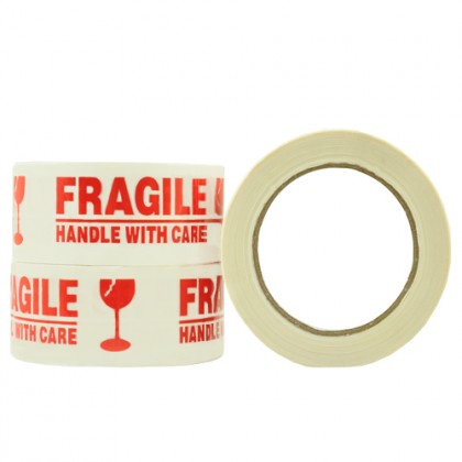 Fragile Tape -  Acrylic - Red On White - 48mm X 100m