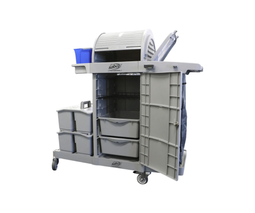 Sabco Professional Lockable Janitor Cart with Hood