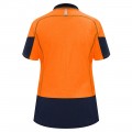 Womens Polo Short Sleeve Cotton Backed Orange Navy Size