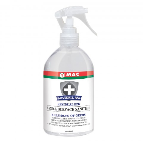 Mac Arandell BZK Hand & Surface Sanitiser 500ml