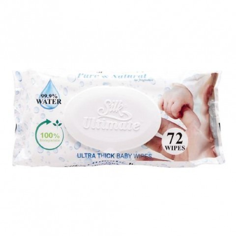 SILK BABY WIPES ULTIMATE water based 72s