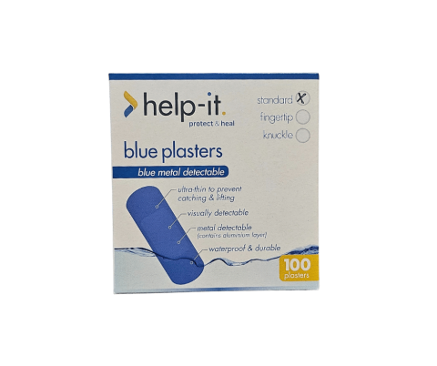 Help-It Blue Detectable Standard Plasters 100 Pack