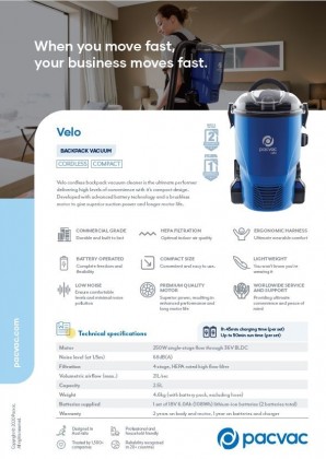 Pacvac Velo Battery Backpack