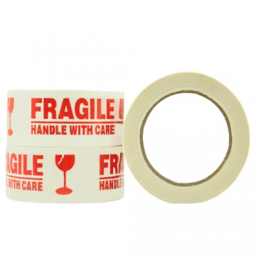 Fragile Tape - Acrylic - Red On White - 48mm X 100m